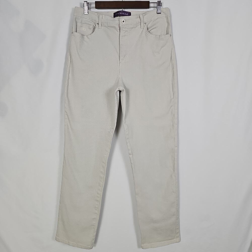 Gloria Vanderbilt Amanda Jeans Women's 12 Beige High Rise Classic Taper Stretch